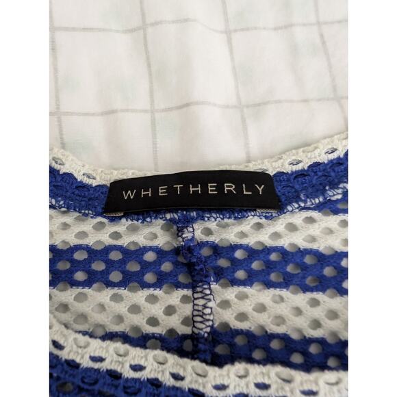 Whetherly women's blue white striped stretch open knit top size small - Picture 8 of 15